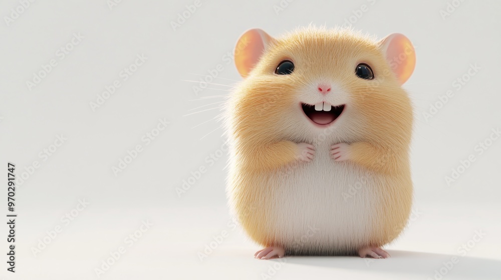 A cute, smiling hamster with a fluffy coat, exuding joy and playfulness. A cute, smiling hamster with a fluffy coat, exuding joy and playfulness.