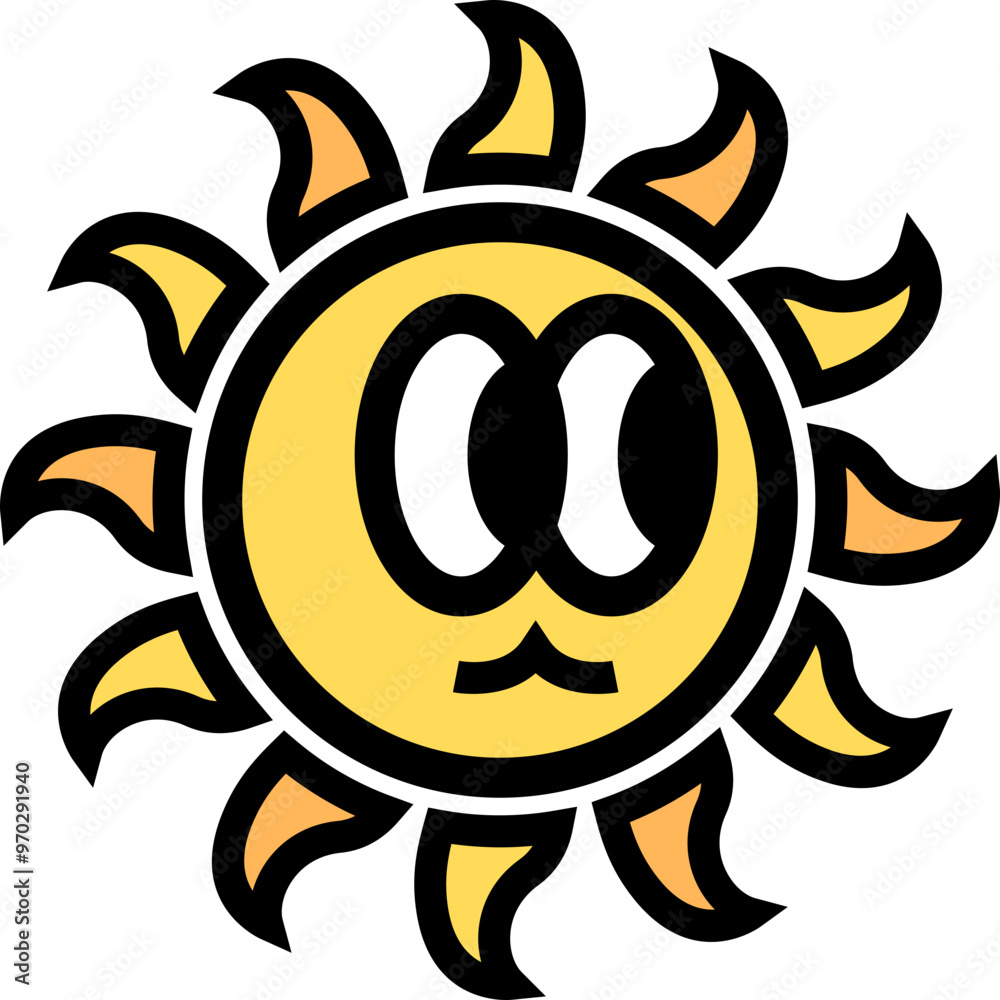 Sun Character Retro Illustration Sun Character Retro Illustration