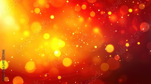 Abstract Red Orange Yellow Background With Defocused Light Rays And Bokeh Flame Effect Fire Overlay Gradient With Copy Space
