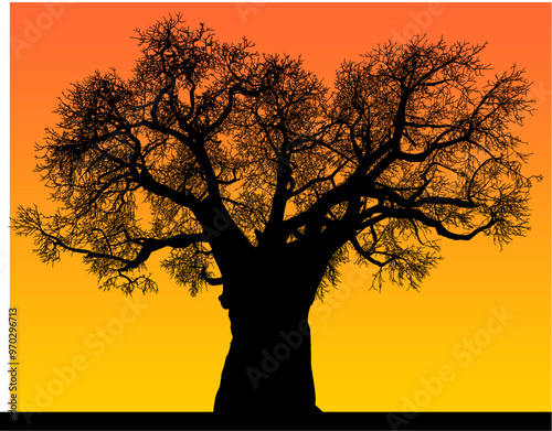 silueta arbol, arbusto, hojas, ramas, otoño, ilustracion, bosques, naturaleza, sequia, atmosfera