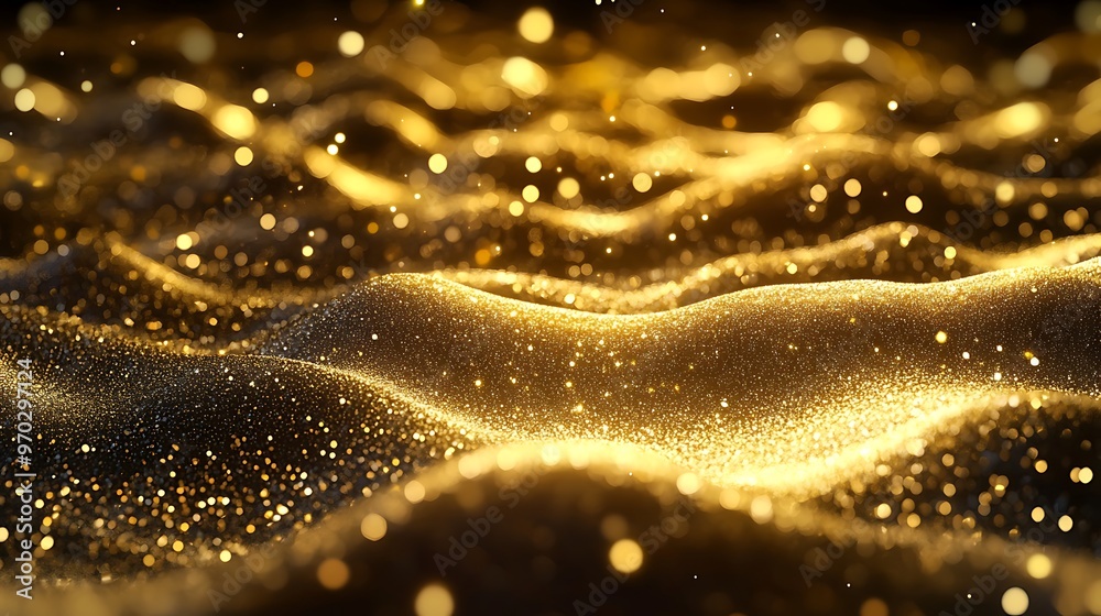 Abstract background of golden glitter with bokeh effect, creating a luxurious and festive feel. Abstract background of golden glitter with bokeh effect, creating a luxurious and festive feel.