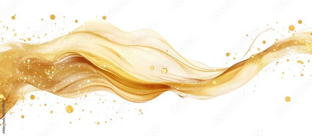 Fototapeta premium Abstract Golden Liquid Swirl Frame Isolated On White Background