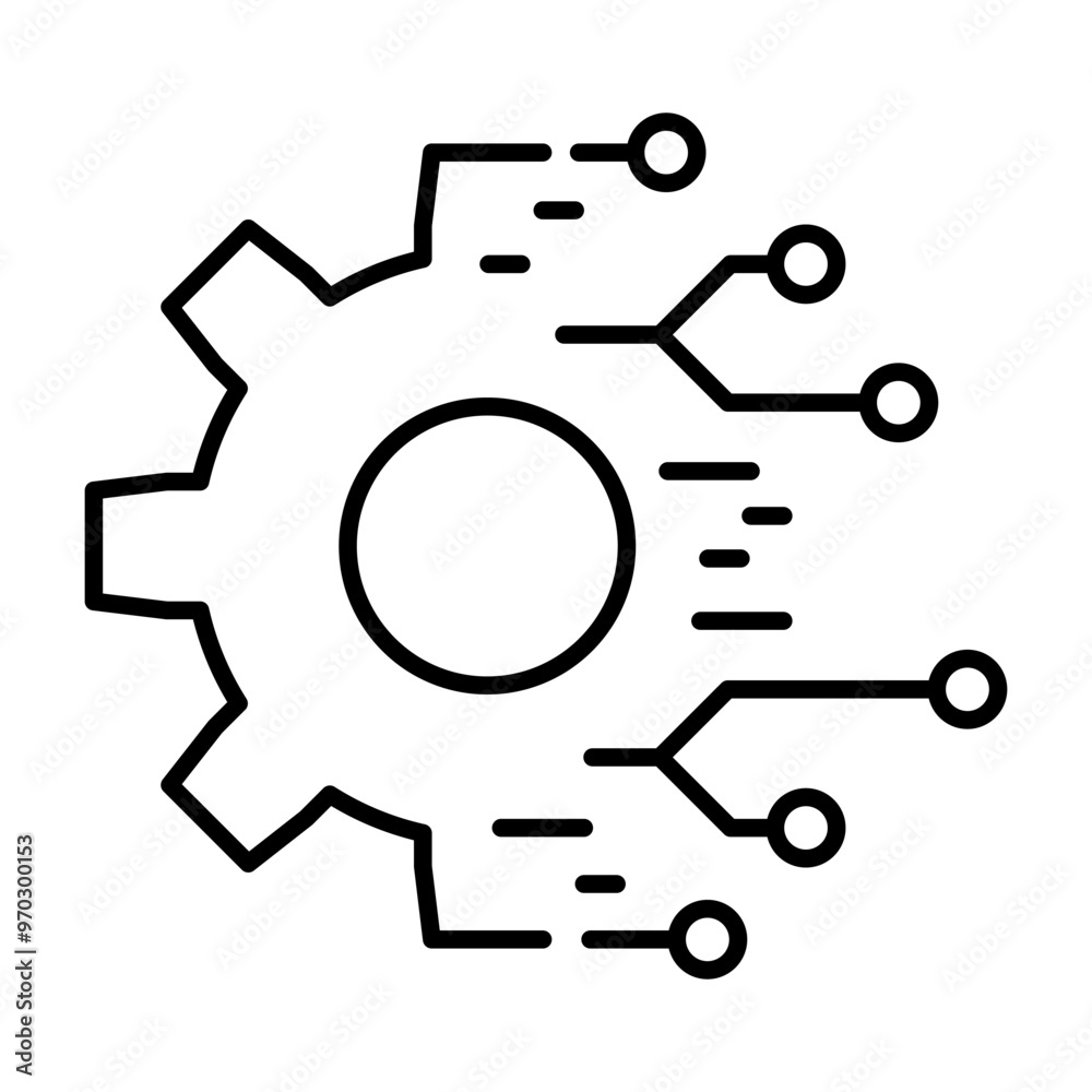 Gear with digital technology chip isolated on white background. Vector illustration Gear with digital technology chip isolated on white background. Vector illustration