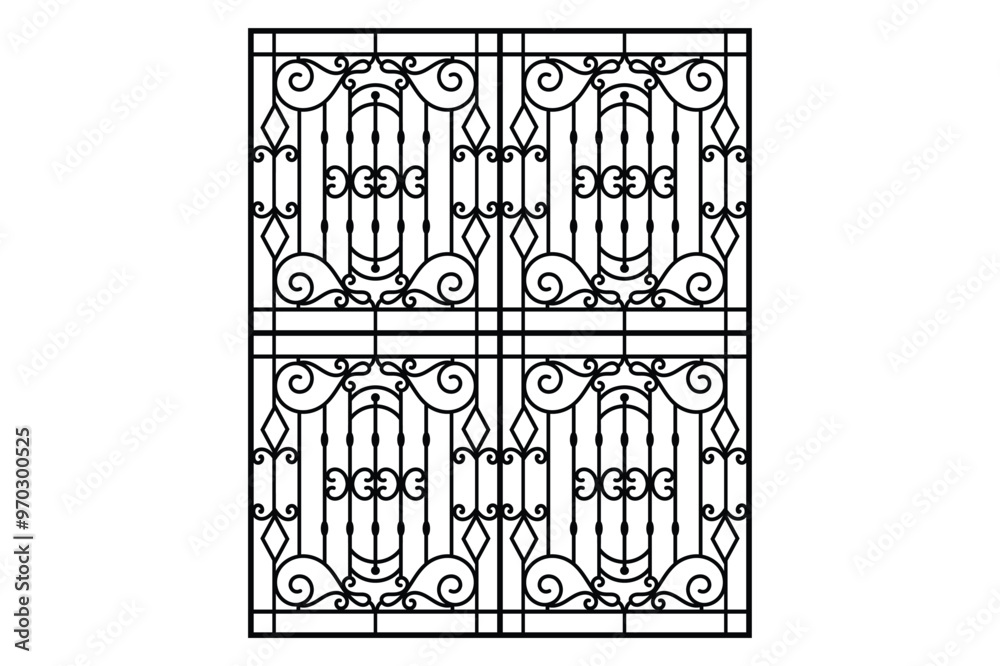 Obraz premium Iron window grill design vector template