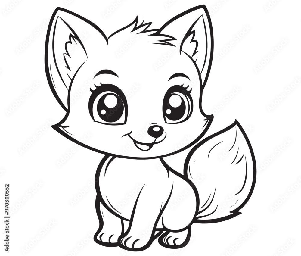Obraz premium Fox cartoon character Kids colouring Page Cute Outline Drawing