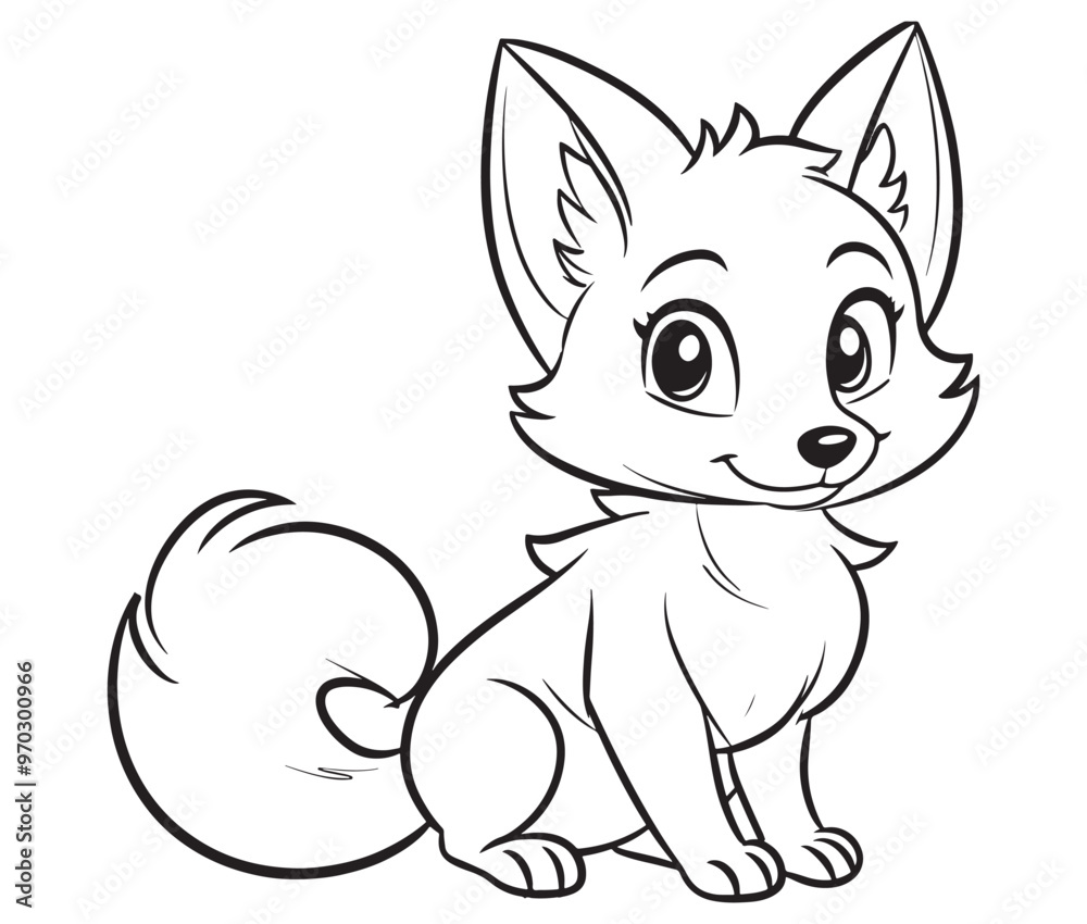 Fox cartoon character Kids colouring Page Cute Outline Drawing Fox cartoon character Kids colouring Page Cute Outline Drawing