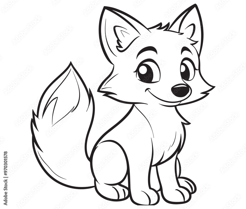 Obraz premium Fox cartoon character Kids colouring Page Cute Outline Drawing