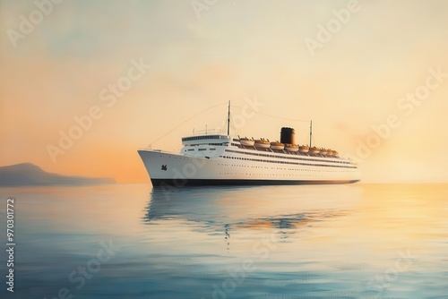 Elegant side profile of a large cruise ship at sea