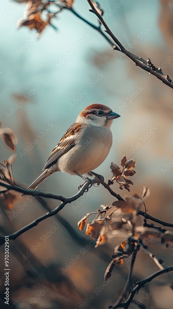 Fototapeta premium sparrow isolated on abstract background