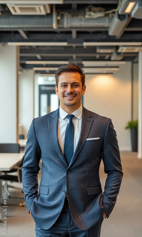 a professional in a tailored suit standing in a modern office environment a professional in a tailored suit standing in a modern office environment