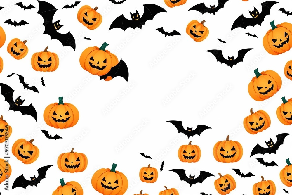 Set of Halloween pumpkins with spooky faces, autumn colors, and festive decorations Set of Halloween pumpkins with spooky faces, autumn colors, and festive decorations