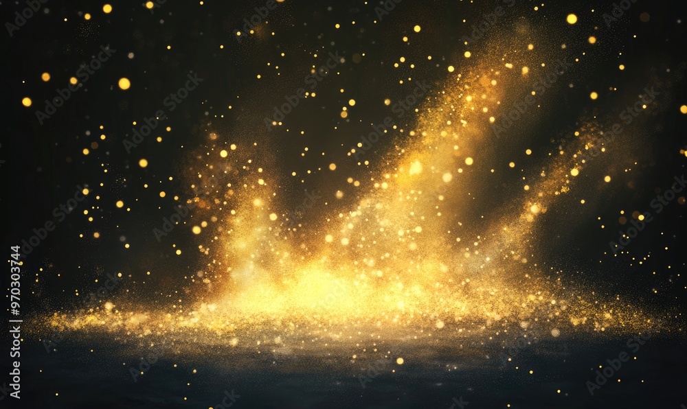Fototapeta premium Magical dust and shimmering golden stars radiate with a unique glow Light effect in a vibrant 2D cartoon illustration