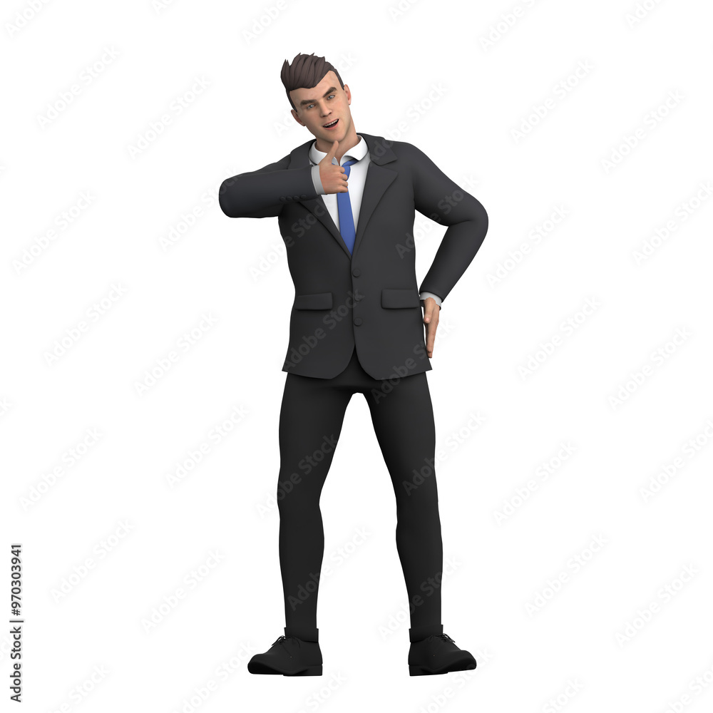 Lawyer's Daily Routine in 3D. A male lawyer with a confident face is giving a thumbs up sign, as if agreeing with an opinion. Male Cartoon Lawyer's Daily Routine in 3D. A male lawyer with a confident face is giving a thumbs up sign, as if agreeing with an opinion. Male Cartoon