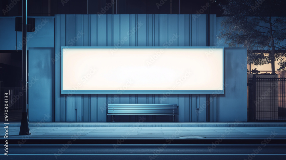 Blank Billboard at Night