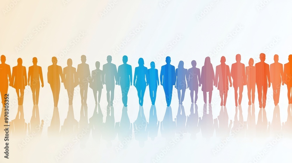 Naklejka premium Colorful Silhouette of People Walking Together