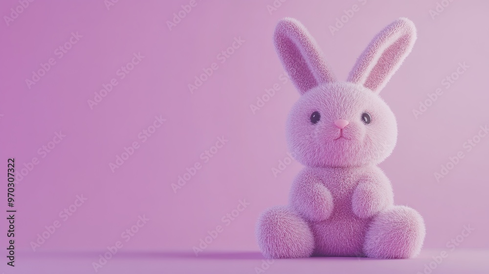 Cute bunny in felt style with a plush, fluffy texture, set against a solid color minimalist background. Featuring soft, woolly rolls and warm pinkish-purple tones, this 3D rendering captures the cozy Cute bunny in felt style with a plush, fluffy texture, set against a solid color minimalist background. Featuring soft, woolly rolls and warm pinkish-purple tones, this 3D rendering captures the cozy