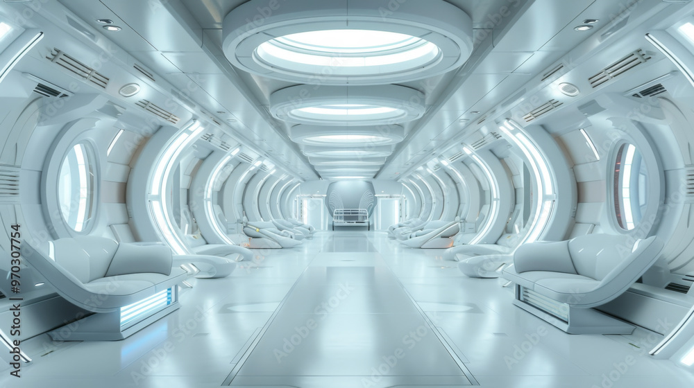 Obraz premium Fantastic White room or scientific laboratory. Science elements and innovation background