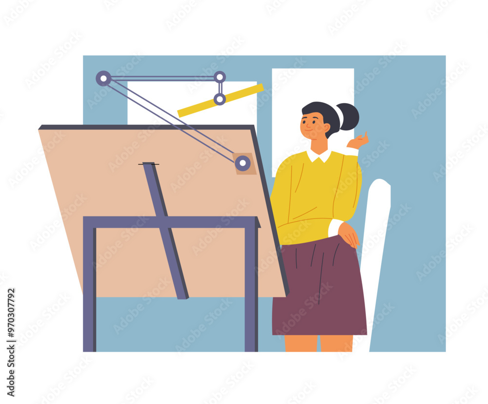 Architect Woman at Drafting Table Architect Woman at Drafting Table
