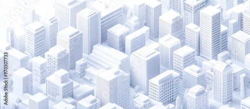 3D illustration of a white city featuring modern urban buildings streets and skyscrapers in an isometric flat design suitable for business concepts and backgrounds photo