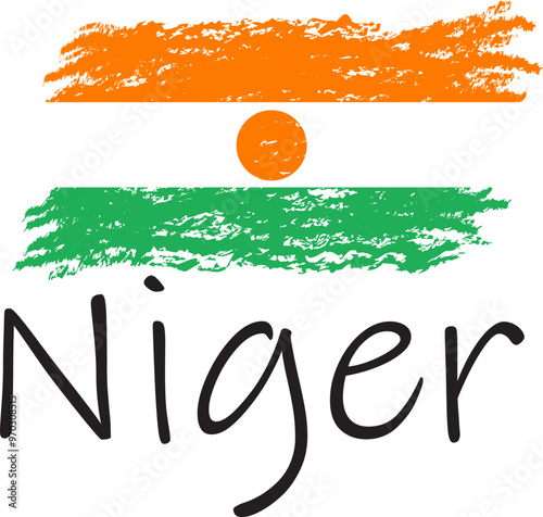 Niger country flag concept with grunge design suitable for a logo icon design photo