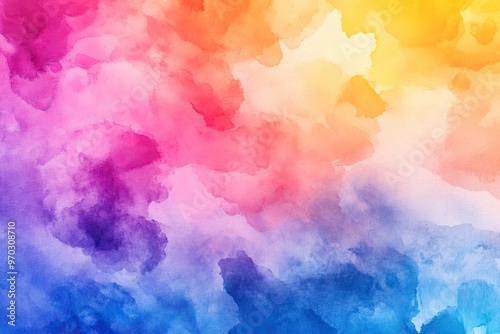 A vibrant watercolor background featuring a blend of pink, orange, yellow, and blue hues, perfect for creative projects.