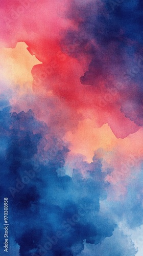 A stunning abstract watercolor background featuring vibrant hues of red, blue, and pink in a beautiful blend of colors.