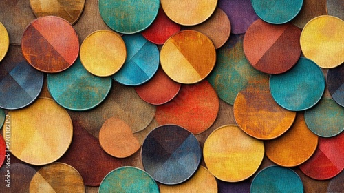 Decorative blended circles seamless background interior design pattern abstract decorative elements papyrus texture