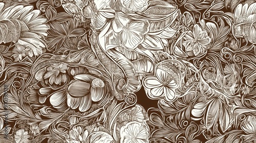 Wallpaper Mural Sea turtle illustration in paisley mehndi style wallpaper pattern Decorative doodle style tortoise reptile Tattoo style turtle shell design Torontodigital.ca