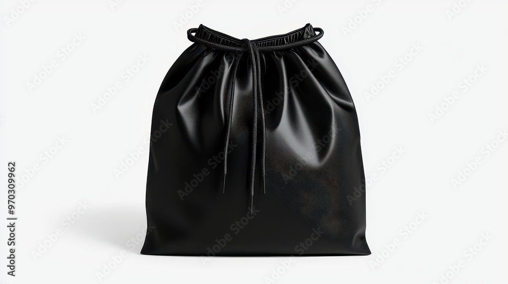 Black Drawstring Bag Mockup Isolated on White Background Black Drawstring Bag Mockup Isolated on White Background
