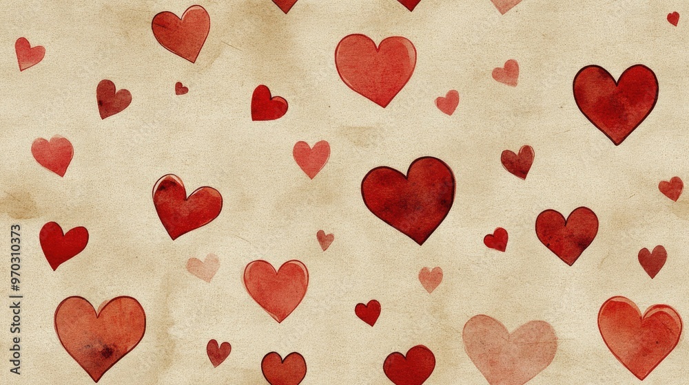 Seamless pattern of hearts on textured paper Seamless pattern of hearts on textured paper