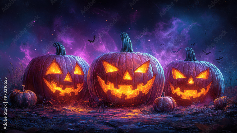 Naklejka premium Happy Halloween holiday spooky scary background