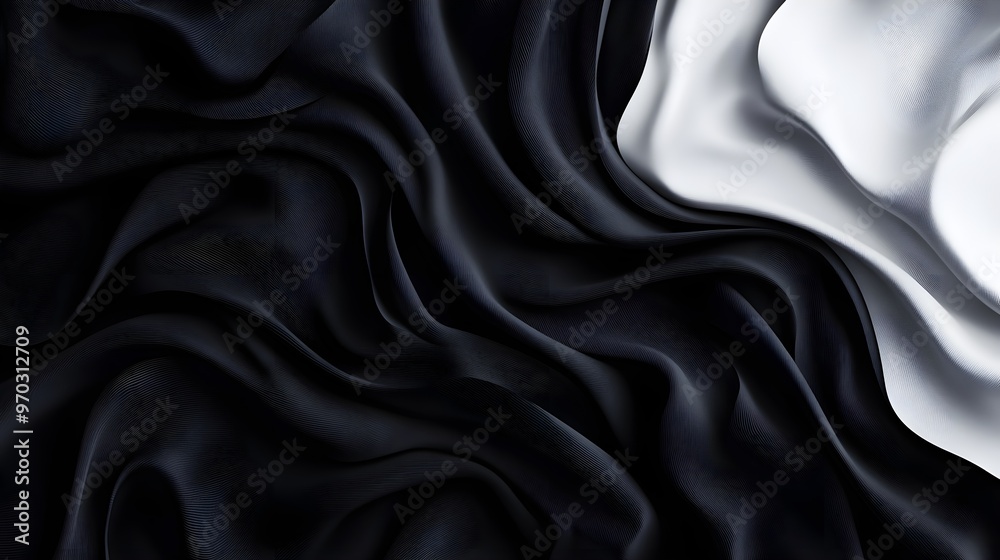 Fototapeta premium Abstract swirls in black and white, intricate and continuous design, elegant and timeless, fluid lines, minimalist aesthetic.