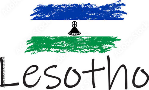 Lesotho country flag concept with grunge design suitable for a logo icon design photo
