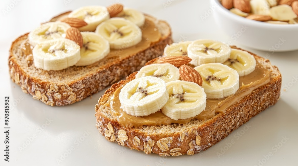 Peanut Butter Banana and Almond Toast Breakfast Peanut Butter Banana and Almond Toast Breakfast