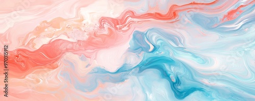 Abstract pastel fluid art with pink and