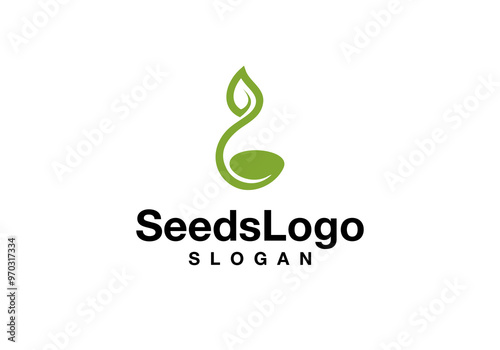 growing seed logo design vector.