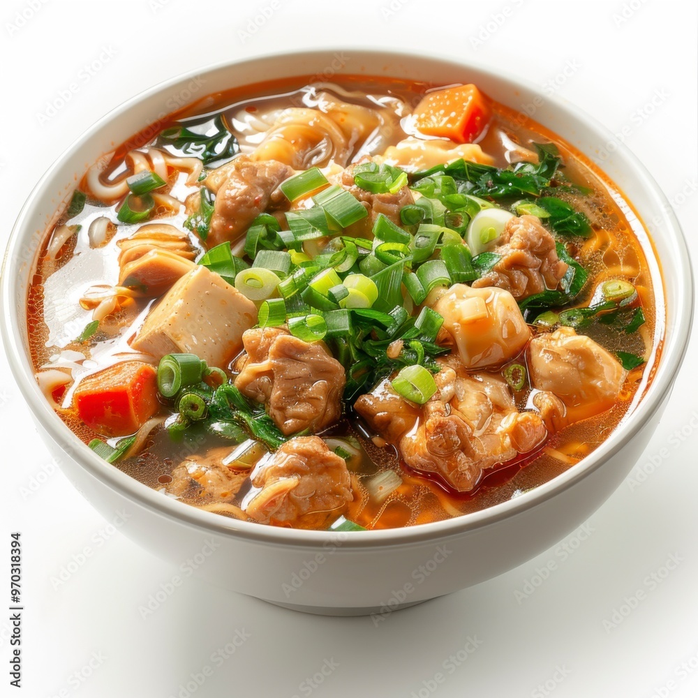Vibrant Yam Woon Sen Closeup on White Background - Traditional Thai Food Vibrant Yam Woon Sen Closeup on White Background - Traditional Thai Food