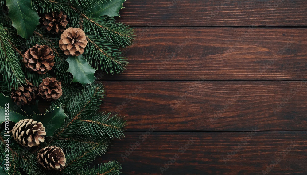 Rustic Christmas tree backdrop with earthy tones and natural holiday decorations Rustic Christmas tree backdrop with earthy tones and natural holiday decorations