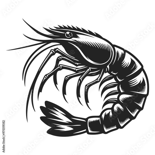 Shrimp logo silhouette vector illustration