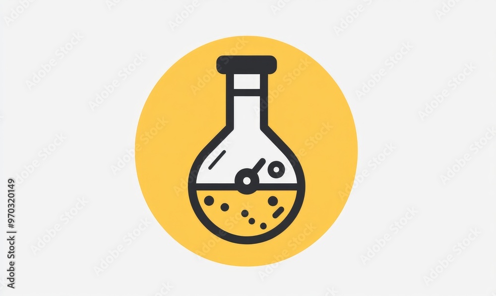 Flask chemistry line icon featuring a flat black design representing a science symbol for apps and web use