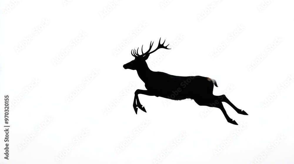 Silhouette of a leaping deer against a white background Silhouette of a leaping deer against a white background