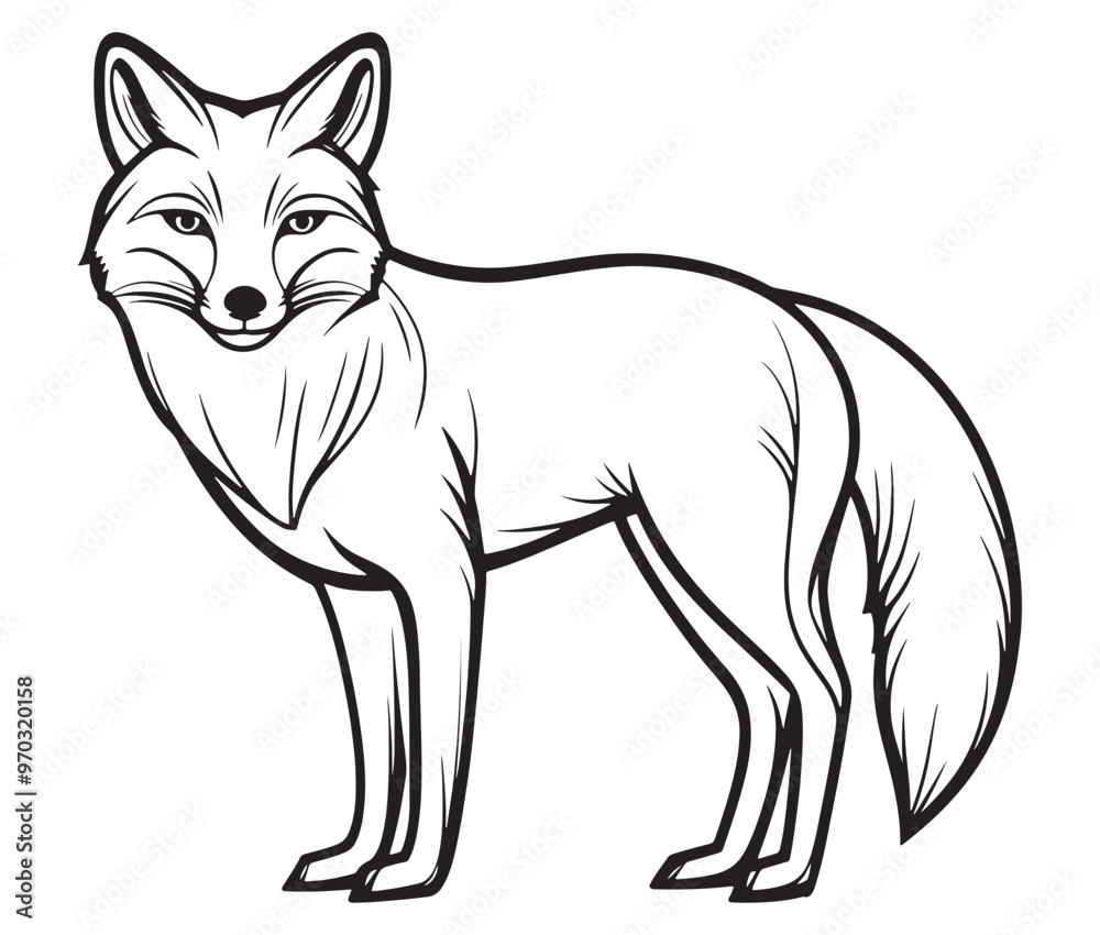 Fox cartoon isolated on white background outline drawing Fox cartoon isolated on white background outline drawing