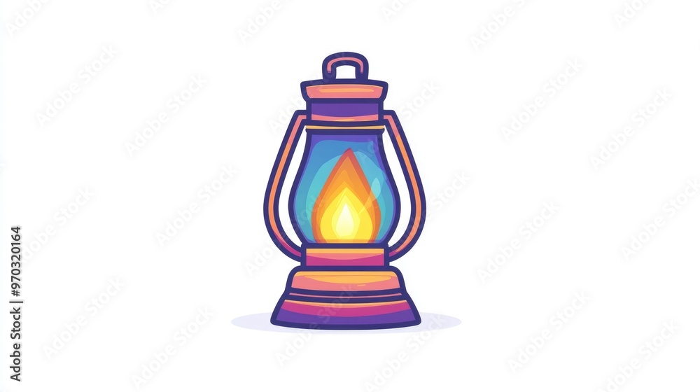Fantasy magic lantern 2D cartoon outline icon design illustration Medieval symbol on a white background EPS 10 format Fantasy magic lantern 2D cartoon outline icon design illustration Medieval symbol on a white background EPS 10 format