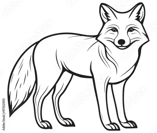 Fox cartoon isolated on white background outline drawing