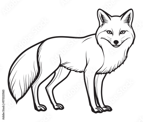 Fox cartoon isolated on white background outline drawing