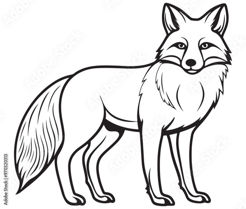 Fox cartoon isolated on white background outline drawing