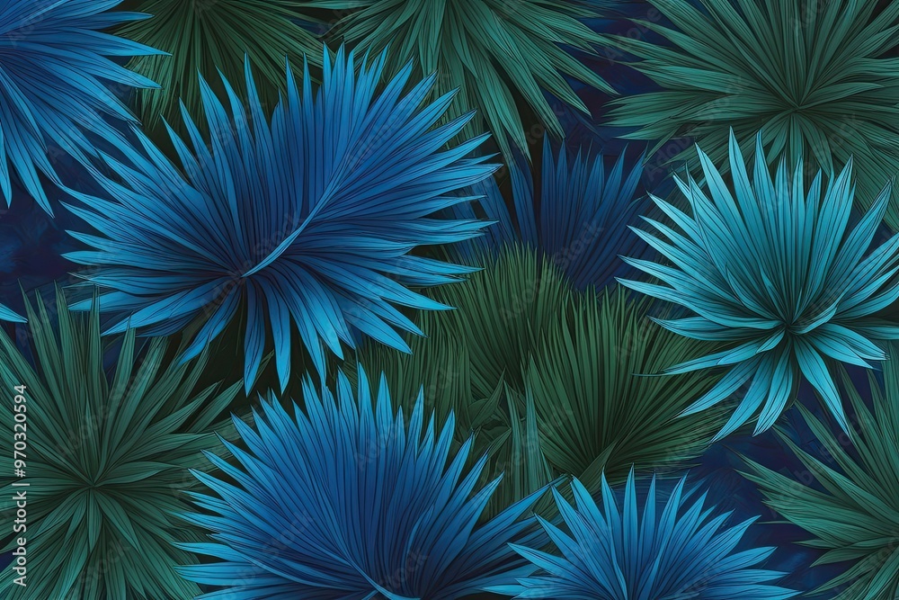 Obraz premium Cobalt Blue Greenery with Soft Color Blend and Radiant Abstract Texture