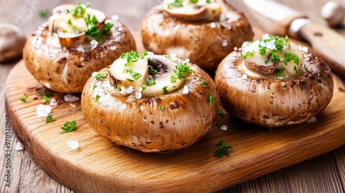 A cluster of honey mushrooms showcasing their distinctive golden-brown caps and delicate stems. The mushrooms are arranged in a natural setting, highlighting their unique texture and color