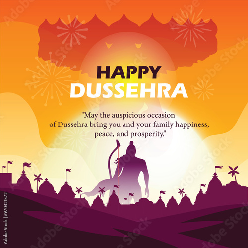Happy Dussehra Vector Design. Lord Rama killing Ravana in Dussehra,Vijayadashami. Dussehra Poster Design Vector Illustration. Festival of India