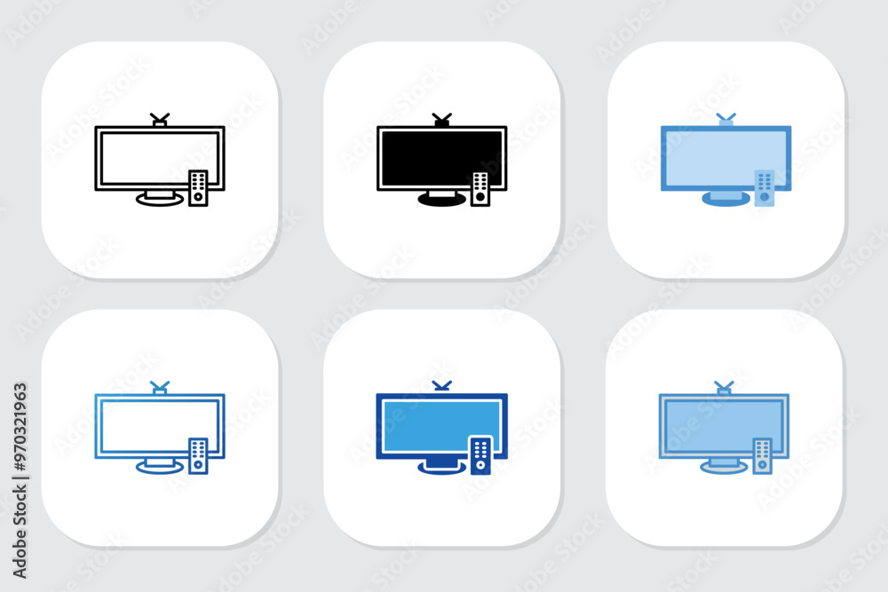 television icons with various design styles television icons with various design styles